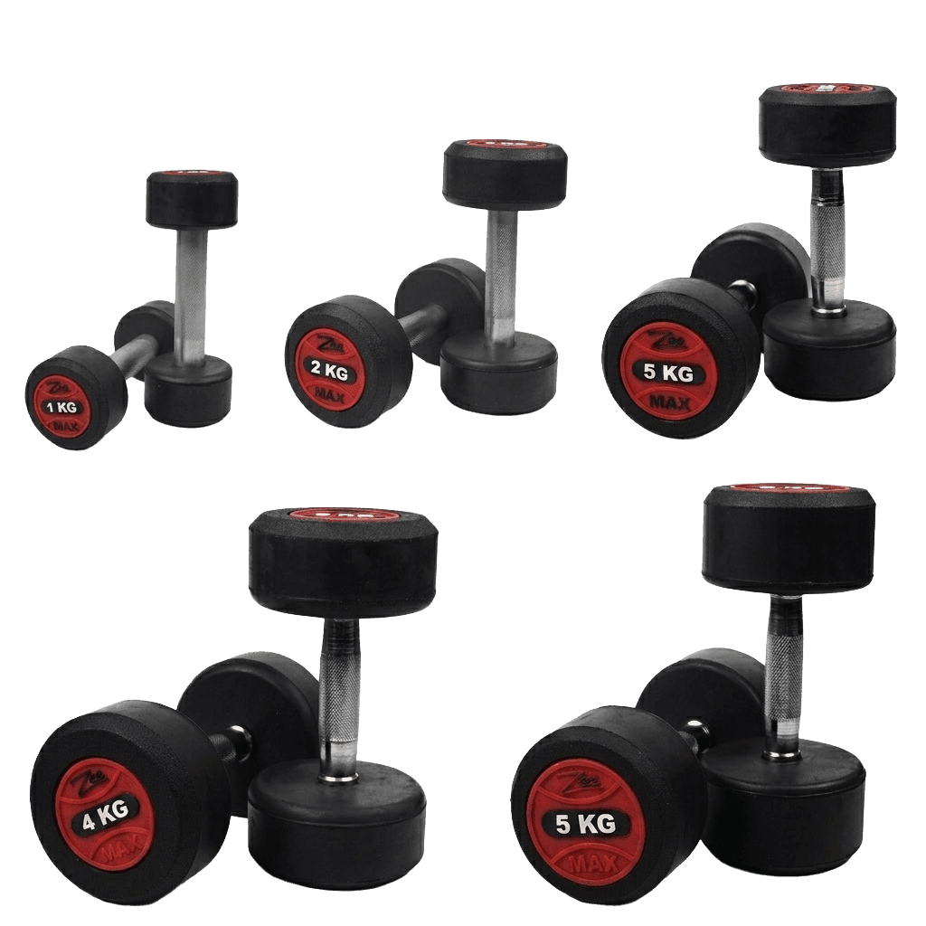 Zeemax Rubber Coated Dumbbells (1kg – 40kg) – Pair